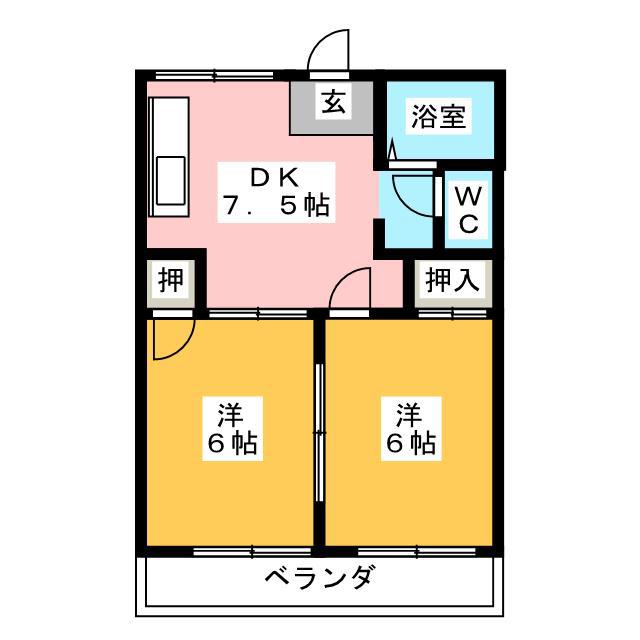 ルミエール渡辺A(2DK/1階)の間取り写真