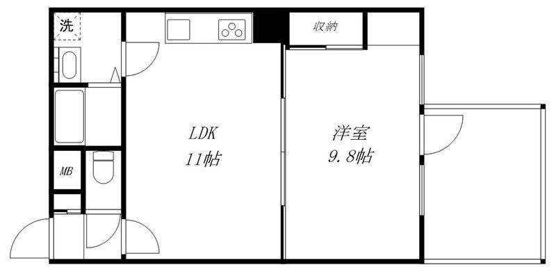 アルカディア志木(1LDK/2階)の間取り写真