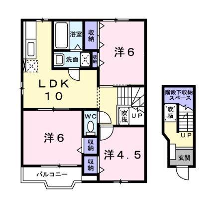 ヴィラフォーレストB(3LDK/2階)の間取り写真