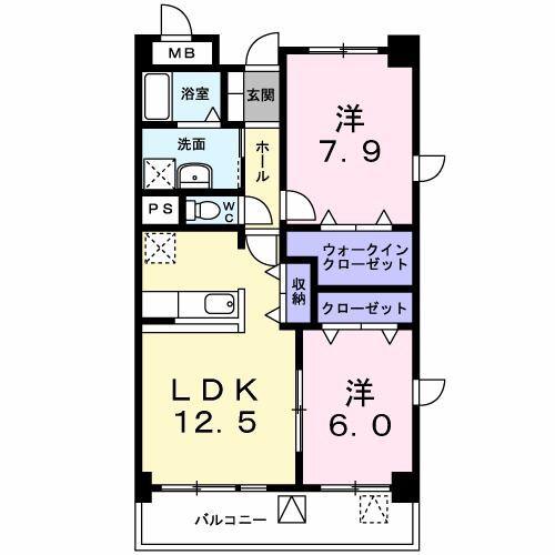 桜並木パ-クマンション(2LDK/5階)の間取り写真