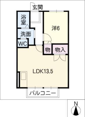 ラベンダー(1LDK/2階)の間取り写真