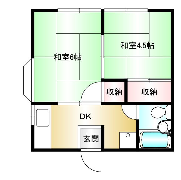 木所コーポ(2K/2階)の間取り写真