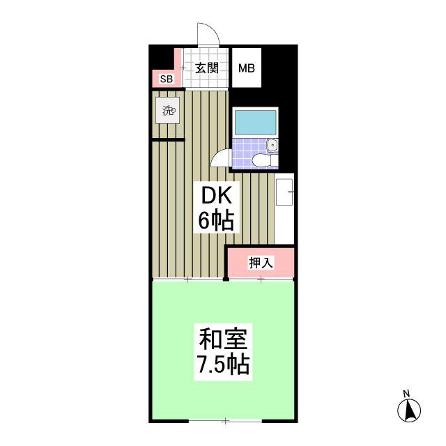 マンションタカノ(1DK/1階)の間取り写真
