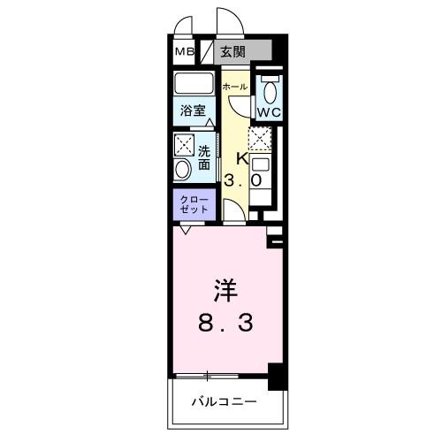 グランフェリス(1K/3階)の間取り写真