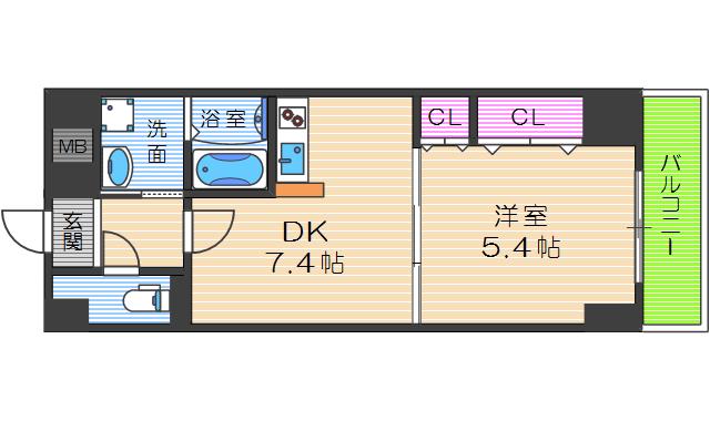 カナセ上汐町(1DK/2階)の間取り写真