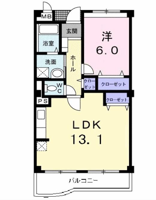 アンソレイエ瀬崎(1LDK/3階)の間取り写真