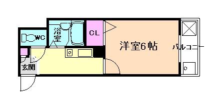 クレストウッド(1K/3階)の間取り写真