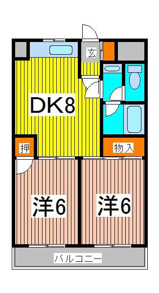第二春日ビル(2DK/2階)の間取り写真