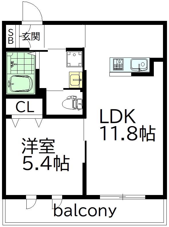 ARIKADIA桜上水 A棟(1LDK/2階)の間取り写真