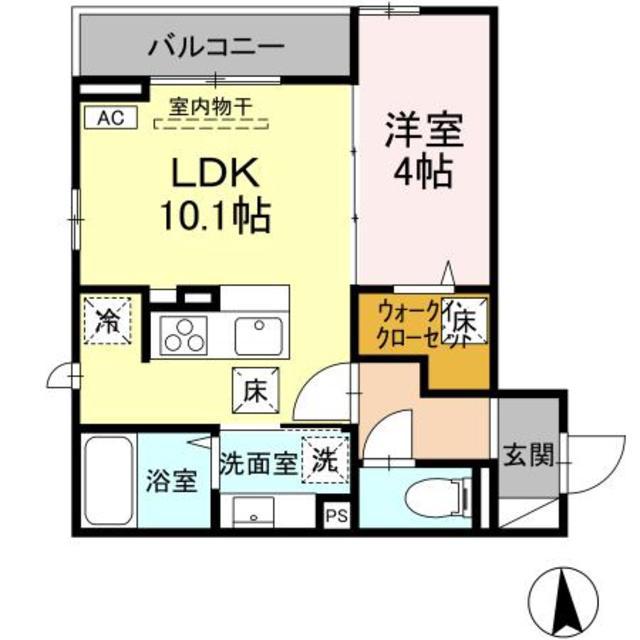 セジュール師岡町(1LDK/1階)の間取り写真