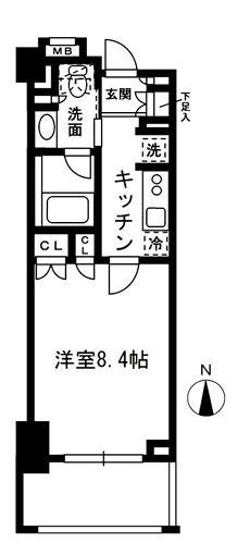 レジディア中落合B棟(1K/4階)の間取り写真