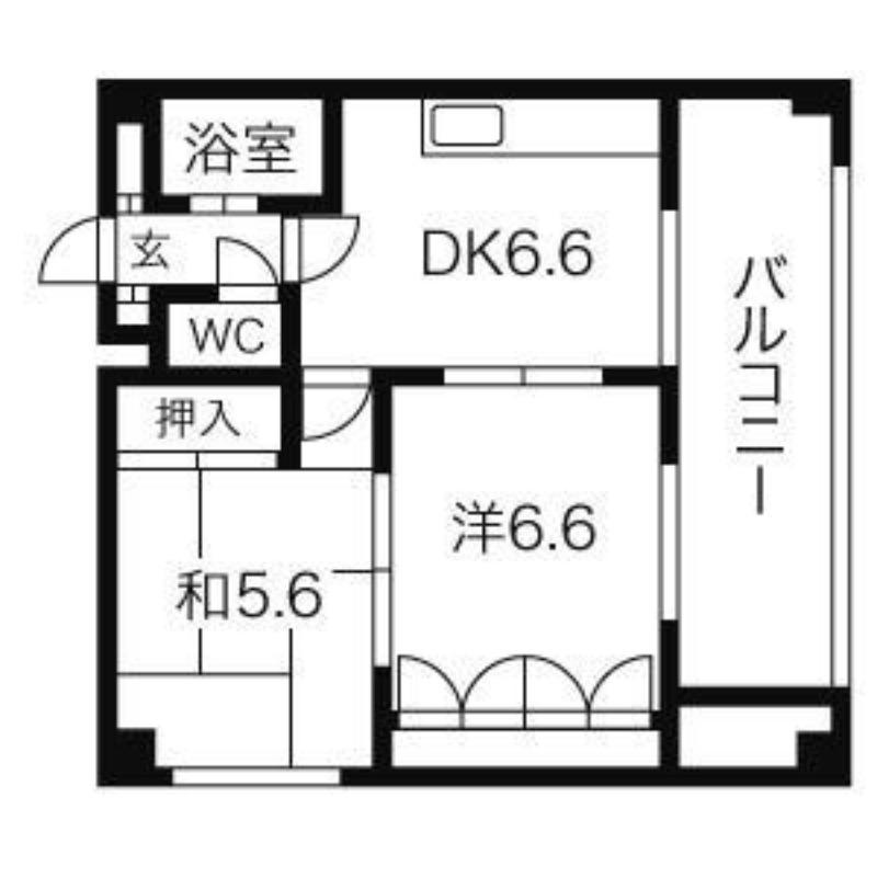 プレサント北35条(2DK/7階)の間取り写真