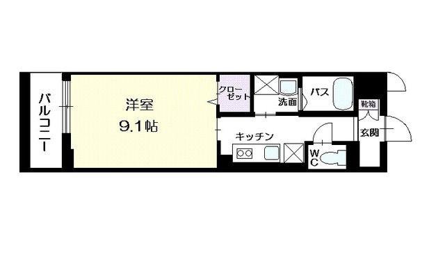 グランパール(1K/3階)の間取り写真