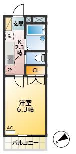 第IIメゾン谷端(1K/2階)の間取り写真