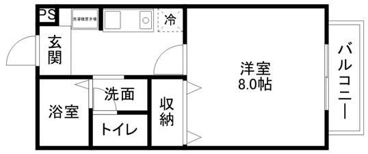 グランディール守山(1K/1階)の間取り写真