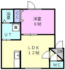 クローバーハウス若草NO28(1LDK/1階)の間取り写真