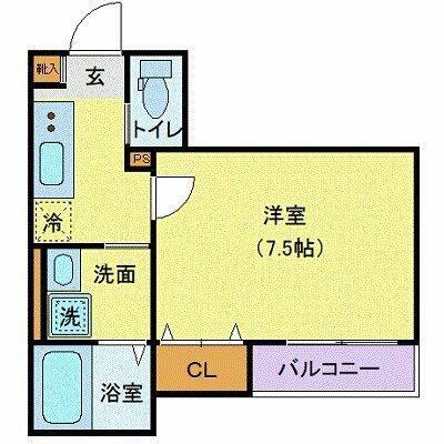 アリュール愛宕橋(1K/1階)の間取り写真