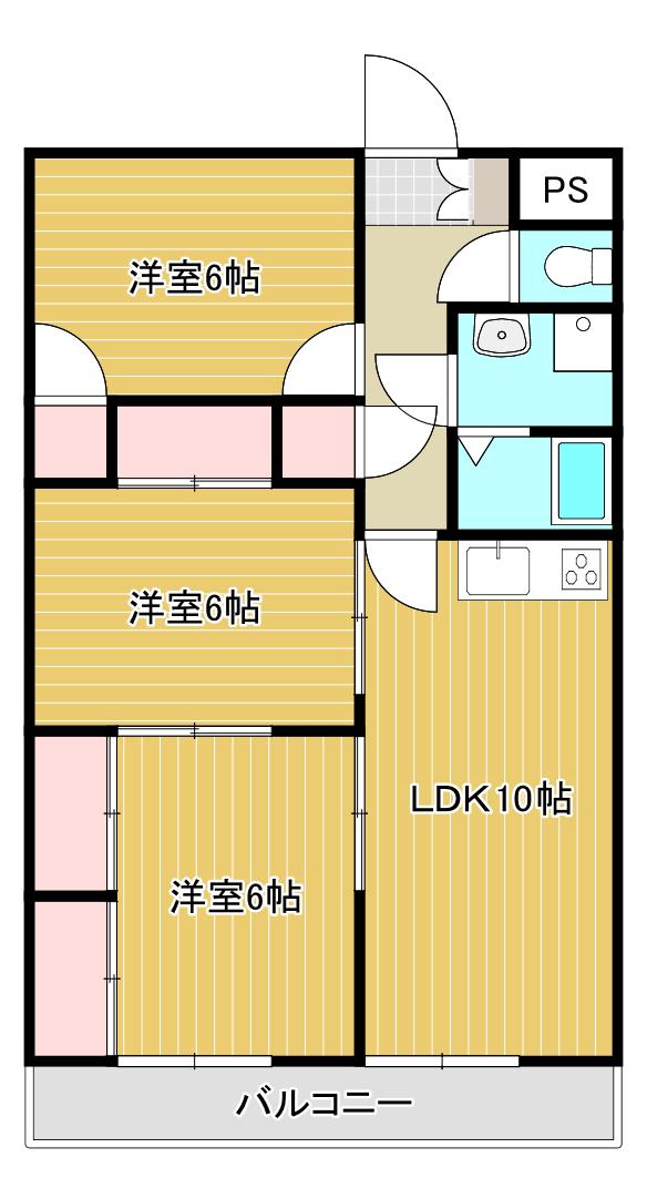 瀧マンションF棟(3LDK/3階)の間取り写真