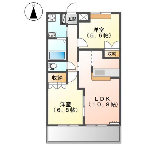 FELICE奥鳥井II番館(2LDK/2階)の間取り写真