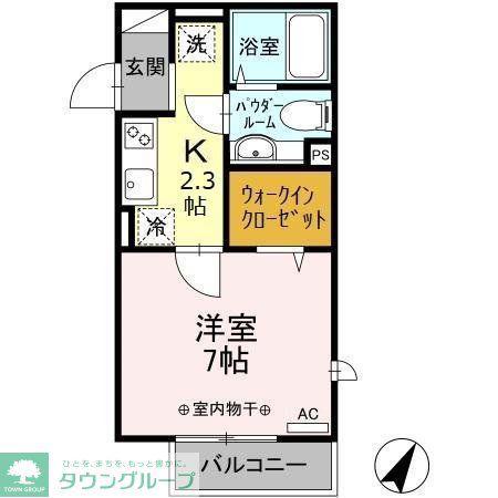 グラフィアス湘南(1K/2階)の間取り写真