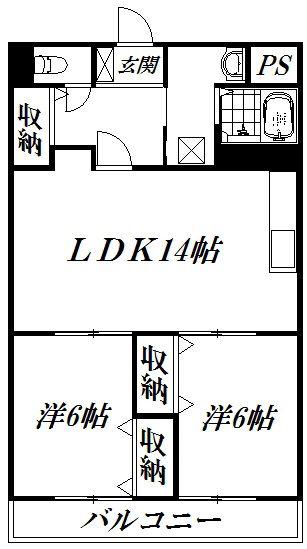 プレジールメゾン(2LDK/2階)の間取り写真