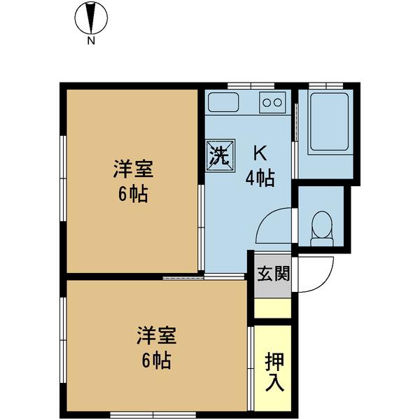 広沢アパート(2K/3階)の間取り写真