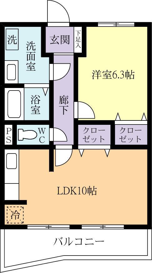 ラ・グランジュール(1LDK/3階)の間取り写真