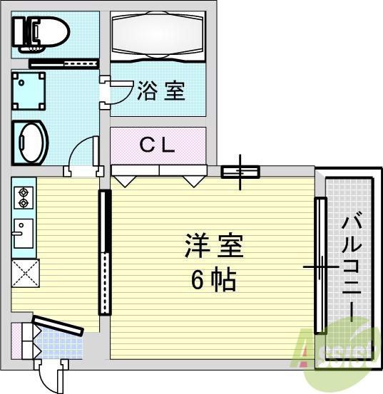BLISS GATE ISHIBASHI(ワンルーム/1階)の間取り写真