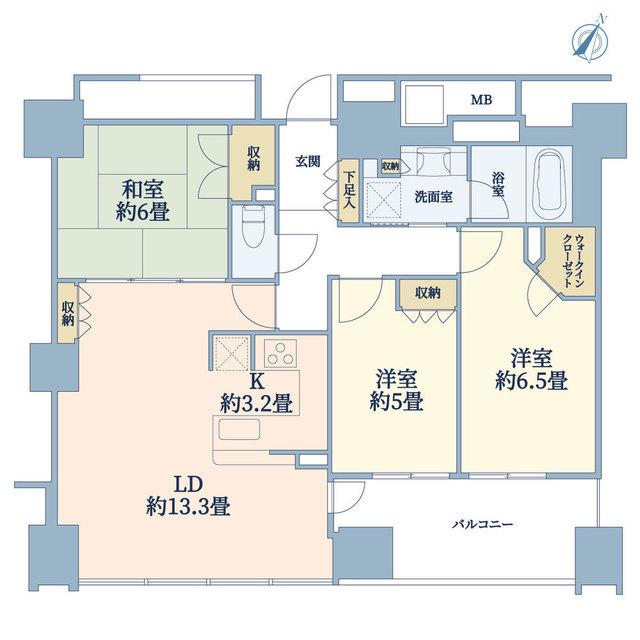 シティタワー仙台五橋(3LDK/18階)の間取り写真