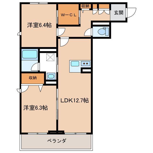 シャーメゾンスリアン(2LDK/3階)の間取り写真