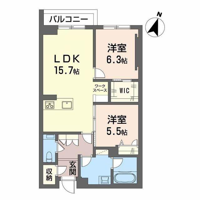 AZUR米山(2LDK/1階)の間取り写真