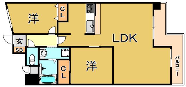 ワコーレ長田綜合ビル(2LDK/4階)の間取り写真