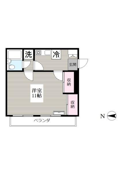 アバンセ一ノ割(1K/1階)の間取り写真