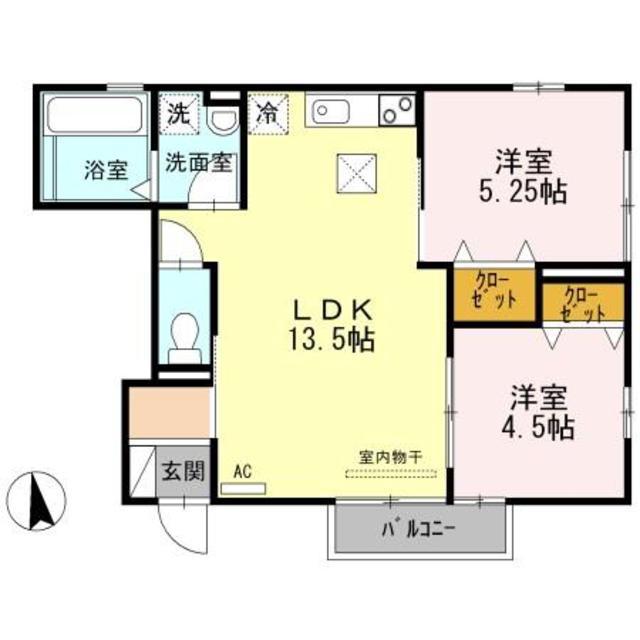 D-ROOM本町北(2LDK/1階)の間取り写真