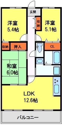 ルミエール多田(3LDK/2階)の間取り写真