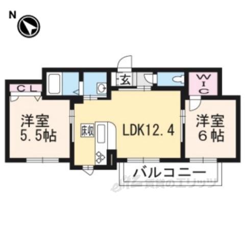 ルーチェ蟹川(2LDK/3階)の間取り写真