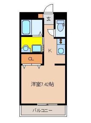 アルテマイスター橘通(1K/9階)の間取り写真