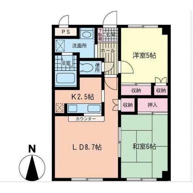 エスポワール和泉(2LDK/2階)の間取り写真