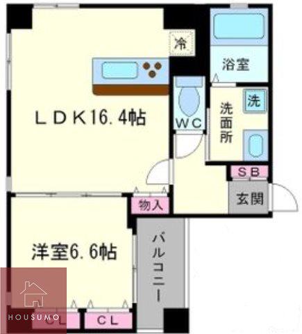 パルム新三国(1LDK/5階)の間取り写真