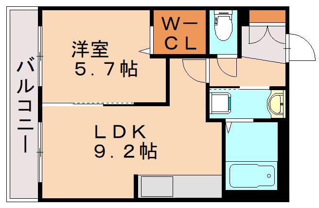 シャーメゾン笹原(1LDK/1階)の間取り写真