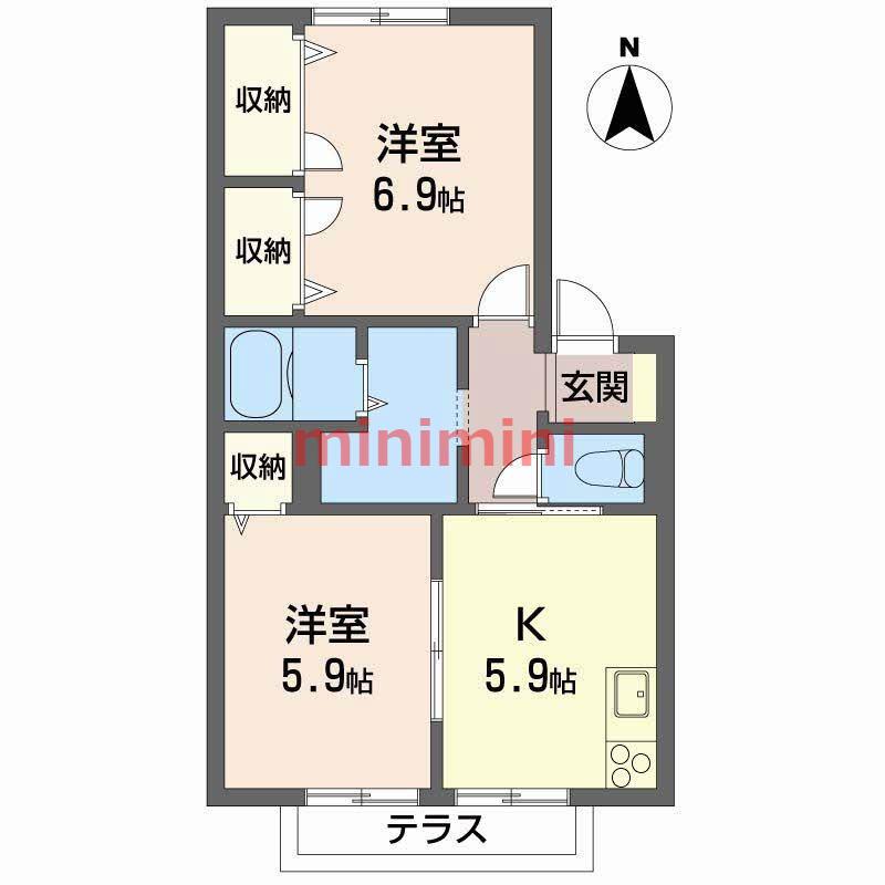 パストラル23(2DK/1階)の間取り写真
