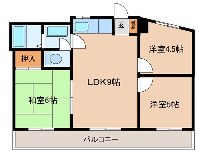 コーポササヨ(3LDK/3階)の間取り写真