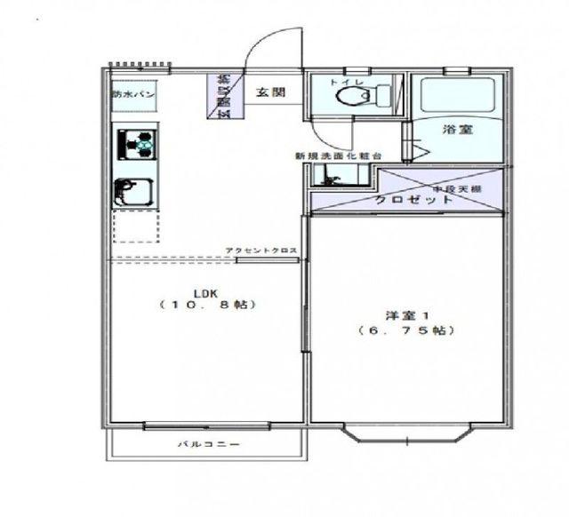 アメニティコートウチノA・B(1LDK/2階)の間取り写真