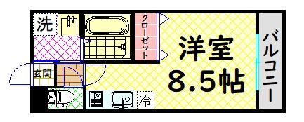 リーヴァ神石(1K/3階)の間取り写真