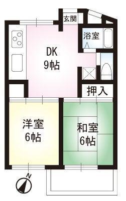 カサ・デ・センテレオ(2DK/3階)の間取り写真
