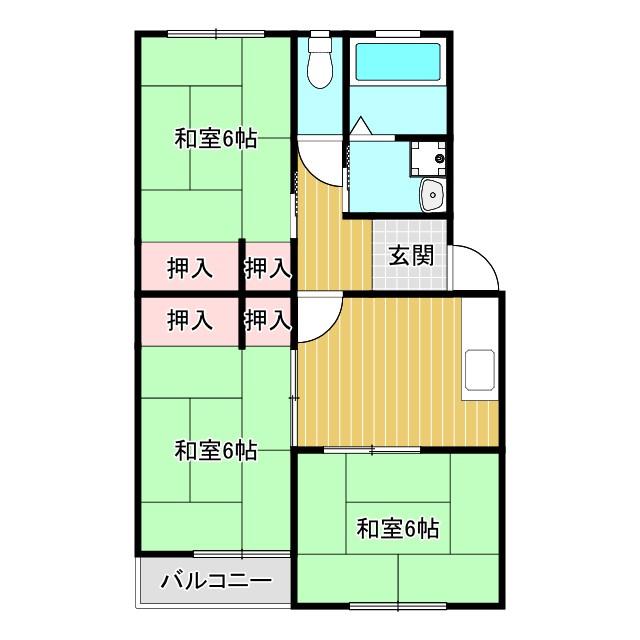 ハイネス平松(3DK/2階)の間取り写真