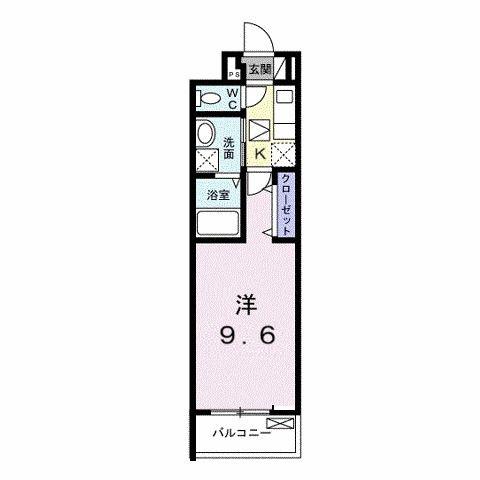 スプリングコート(1K/1階)の間取り写真