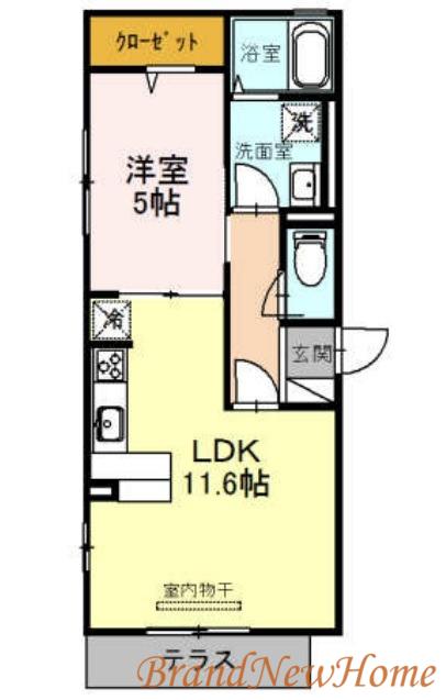 セレナーデA棟(1LDK/2階)の間取り写真