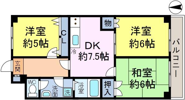 ロジュマン松本(3DK/5階)の間取り写真