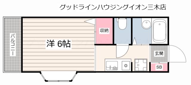 フォレスト青山C棟(1K/2階)の間取り写真